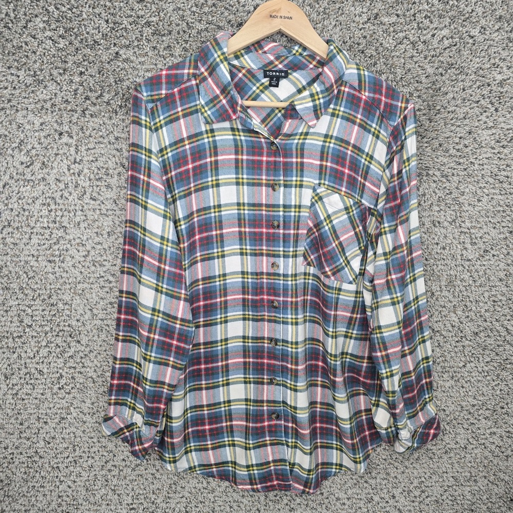 Torrid Top Womens 2 US Plus 2X Lizzie Brushed‎ Rayon Acrylic Button Down Casual